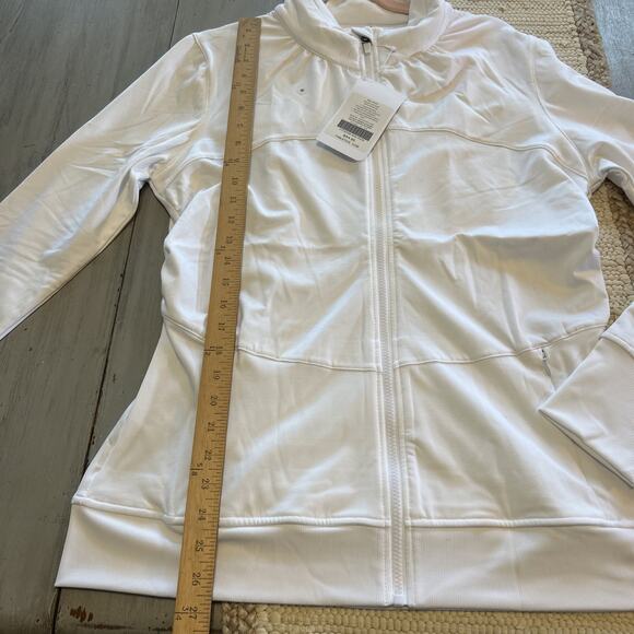 NWT Fabletics Kira Jacket Running For Cover White Full Zip Media Hole Sz XXL - Picture 5 of 11
